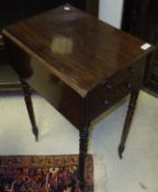 A mahogany drop leaf table with two drawers,
