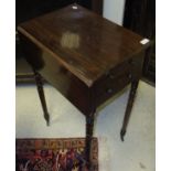 A mahogany drop leaf table with two drawers,