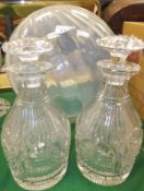 A pair of 19th Century mallet shaped cut glass decanters and stoppers,