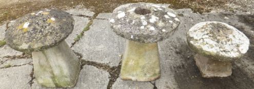 Three stone staddle stones CONDITION REPORTS Hole in Middle of staddle stone, some large chunk /