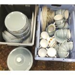 Four boxes of china to include a collection of Royal Doulton "Aegean" pattern dinner and tea wares,