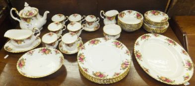 A collection of Royal Albert "Old Country Roses" dinner and tea wares for six place settings,