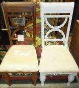 A set of six modern dining chairs with upholstered seats (2 painted white)