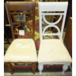 A set of six modern dining chairs with upholstered seats (2 painted white)