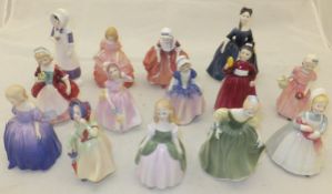 A collection of fourteen Royal Doulton figurines "Babie", Model No. HN 2121, "Anna", Model No.