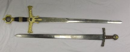 Two modern replica swords,