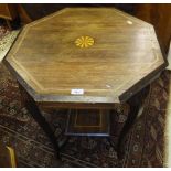 An Edwardian rosewood and inlaid octagonal occasional table