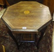 An Edwardian rosewood and inlaid octagonal occasional table