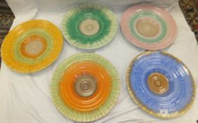 A collection of five Shelley pottery chargers,