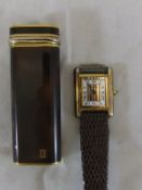 A Cartier tank quartz vermeil wristwatch with silver gilt case and tri-colour gold and enamel set