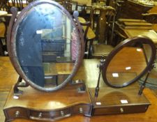 Two oval mahogany dressing table mirrors and two wall mirrors