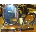 Two oval mahogany dressing table mirrors and two wall mirrors