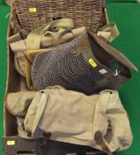 A box containing five canvas shoulder bags,