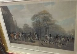 AFTER WILLIAM AND HENRY BARRAUD "The Meet at Badminton", hand-coloured engraving by William Giller,