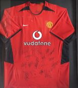 A Manchester United signed shirt for the 2002/2003 season,
