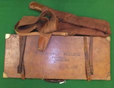 A brass-bound leather-covered oak double motor case inscribed to top "P Clouston Bulloch Pendean