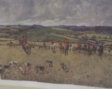 AFTER PETER BIEGEL "Huntsman and hounds - The Chase", colour print, signed in pencil lower right,
