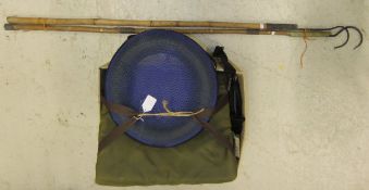 A pair of Simms chest waders, size 11, a collection of cloth rod bags,