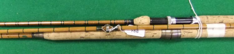 An Allcock two piece split cane spinning rod and a further un-named two piece example