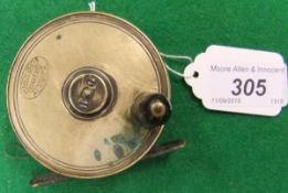 A Hardy 2¾" diameter plate wind fishing reel, bearing oval Hardy logo and rod in hand trademark