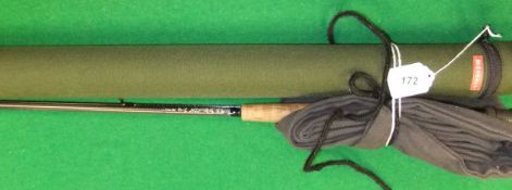 A "Brite Water" 9 ft 6 " two piece carbon trout fly rod,