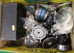 A collection of assorted fishing reels including ABU "507", closed faced reel, Intrepid "Supreme",