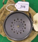 A Hardy "Perfect" 35/8" alloy trout fly reel,