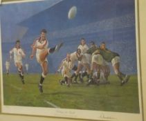 AFTER CRAIG CAMPBELL "Kicking for touch", limited edition colour print, No'd.