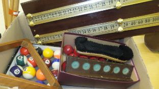 A collection of various snooker cues, balls, a triangle, etc CONDITION REPORTS All items in used and