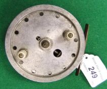 3 3/4 inch diameter "Flick-em" style centre pin fishing reel. CONDITION REPORTS Overall with wear,