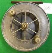 An Allcock "Aerial Popular" 4" diameter centre pin fishing reel (A/F) CONDITION REPORTS In used