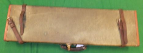 A leather-trimmed canvas motor case, bearing label to interior "Brady Sporting Leather Goods...