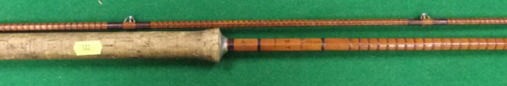 A "Fred Thorncroft" Mk IV two piece split cane carp rod, stamped "F.R.T.