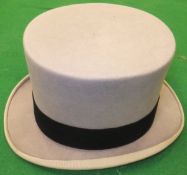A grey top hat by Locke & Co. CONDITION REPORTS Basically sound though with signs of wear and tear