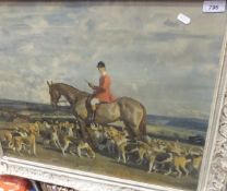 AFTER MUNNINGS "Mounted huntsman surrounded by foxhounds",