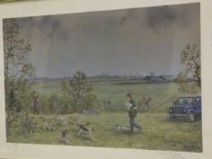 AFTER LUKE SYKES "The Hunt Crossing Field", limited edition colour print 4/20,