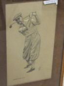 R B S ? "Handicap XX", study of a golfer, pencil heightened with white,