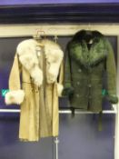 A pony skin coat, two sheepskin coats with faux collars and a vintage astrakhan style jacket with