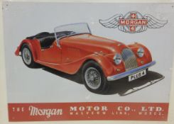 Three Classic car enamel advertising signs for Morgan,