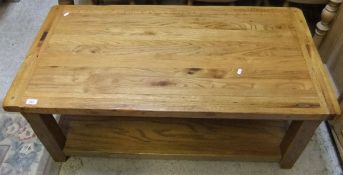 A modern oak two tier coffee table