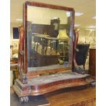 A mahogany dressing table mirror on stand