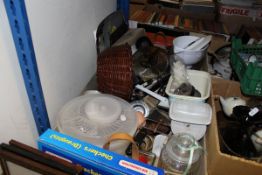 Two boxes of assorted sundry household items to include storage jars, knives,