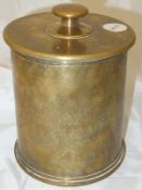 A WWI trench art shell case tobacco jar and cover 1916/7 inscribed "Great War"