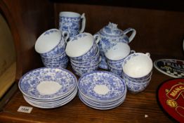 A collection of Grimwades "Fazan" pattern blue and white Staffordshire pottery teawares