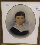 ENGLISH SCHOOL "Study of Victorian girl", oil on a print base,