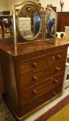 A Victorian mahogany chest of two short and three long graduated drawers and a modern gilt and