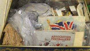 A German biscuit tin containing various cigarette albums, cards and silks, together with a box