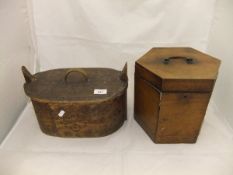 A late 19th / early 20th Century Scandinavian oval pine lidded box with pokerwork decoration,