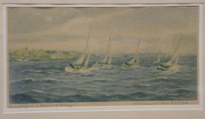 AFTER ROBERT CRESSWELL BOAK (1875-1949) "Heading in a winning breeze", colour print,