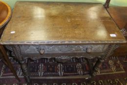 A rectangular oak side table in the 17th Century taste,